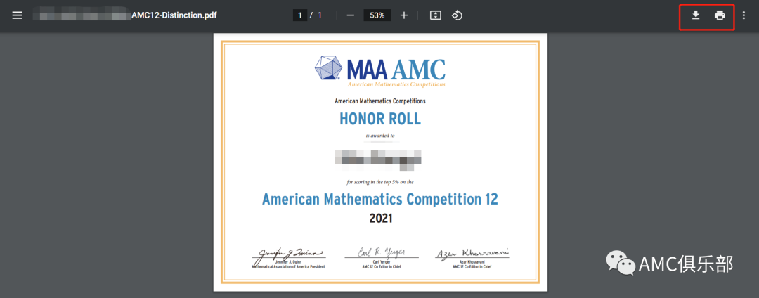 【官宣】2021年秋季AMC10/12-AIME获奖证书下载通道已开通