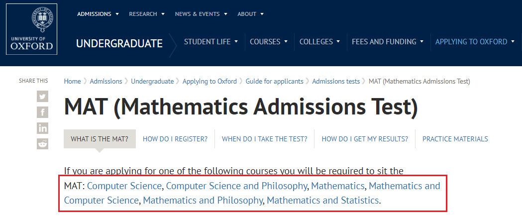 MAT、STEP、TMUA三大英国数学专业入学考试有何区别？我该报考哪一项？