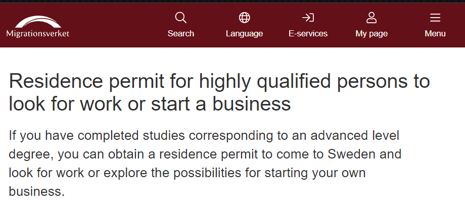 Breaking News: 瑞典推出找工作和创业签证--任何国家毕业
