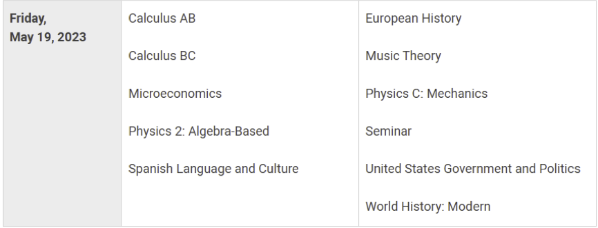 先睹为快！——2023年AP考试时间