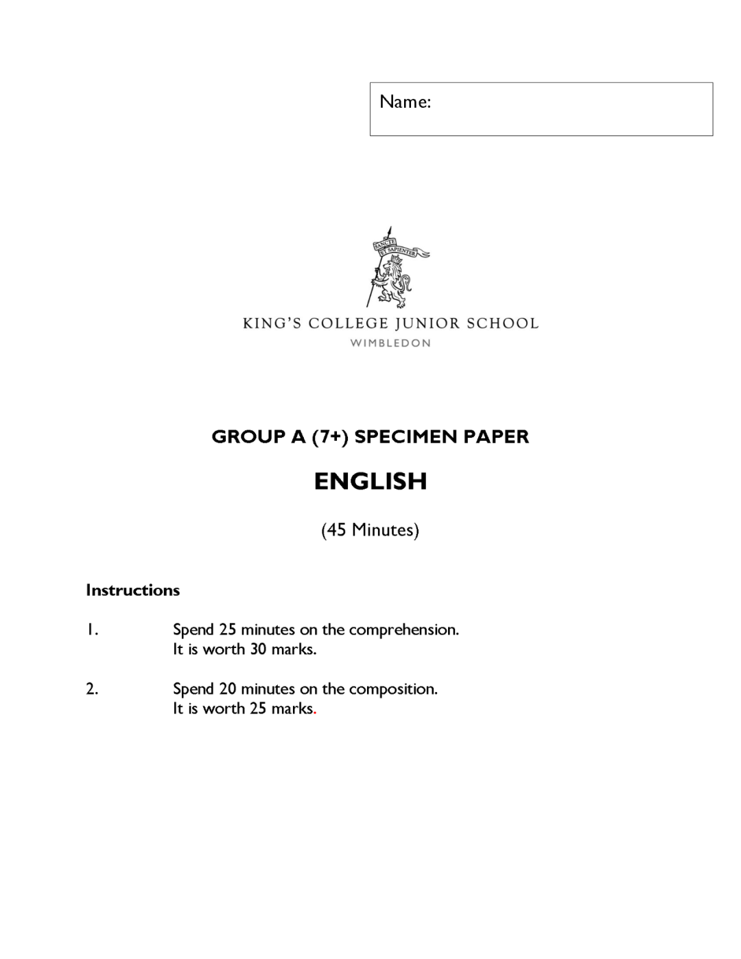 英国顶级小学7+入学「英语+数学」试卷（适合6-8岁）