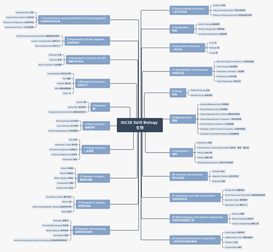 √igcse生物考试知识点大纲是什么？机构IGCSE生物考前冲刺课程推荐！