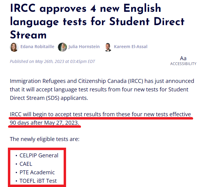 加拿大SDS学签申请即将接受新增4类英语考试！