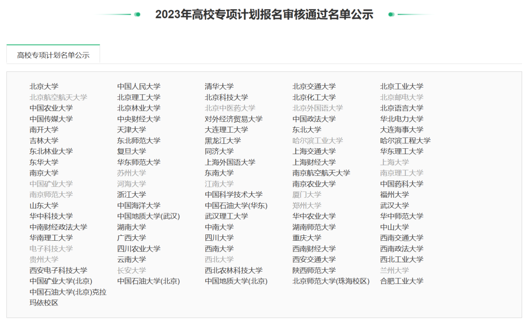 北大668人，清华997人！2023年高校专项初审通过名单公布