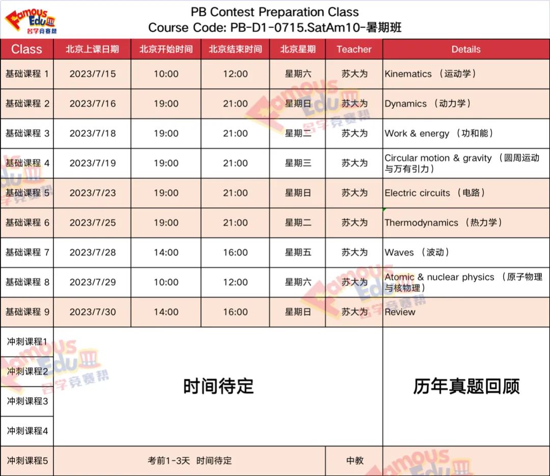 开课通知｜暑期美国物理碗备考冲刺，你准备好了吗？现在看还来得及！——物理碗