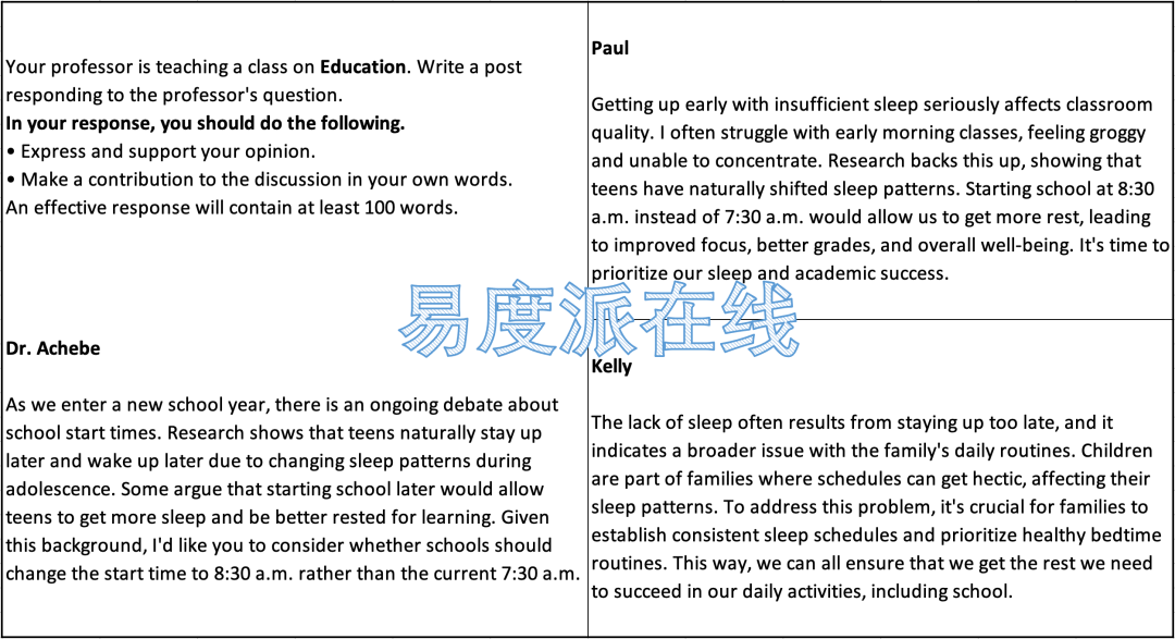 2023.09.16下午场｜易度派托福写作学术讨论真题范文