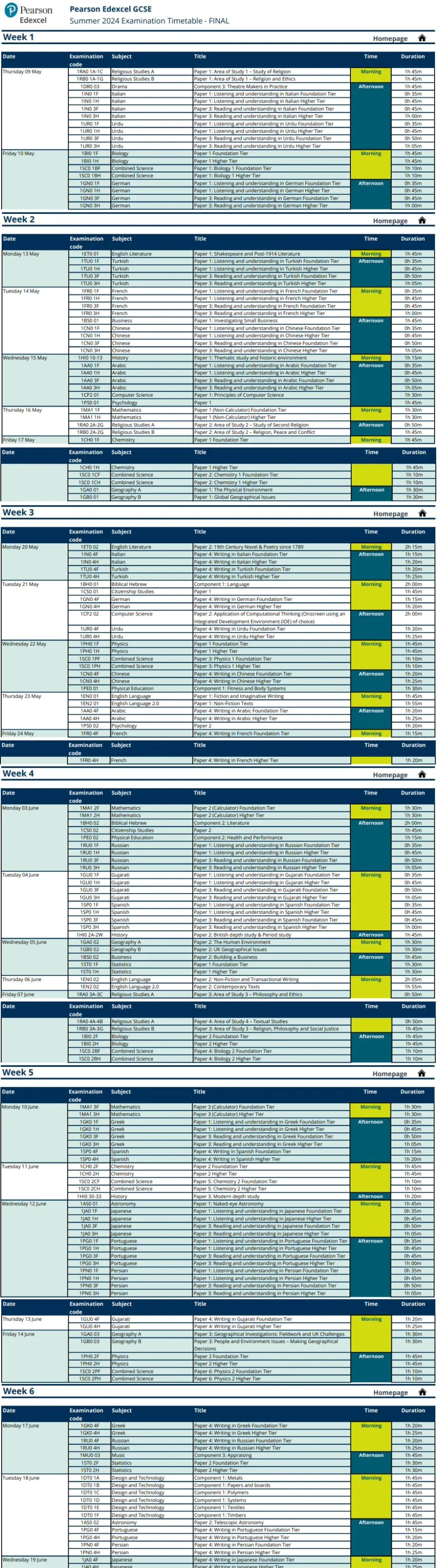 2024GCSE和A-Level考试时间已定