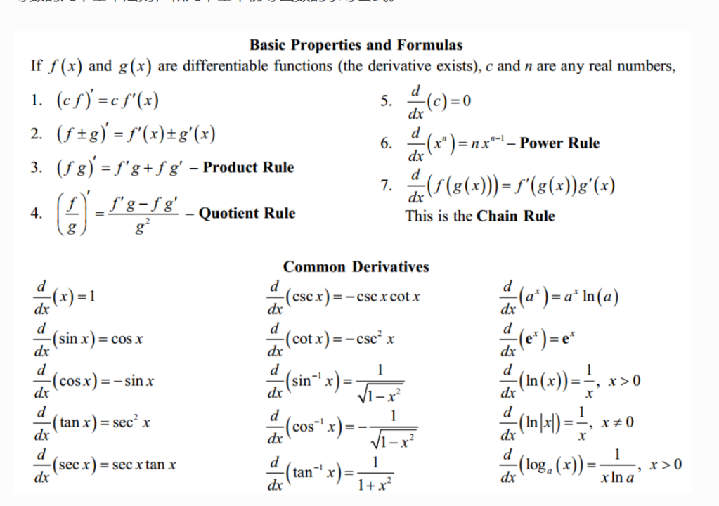 ALEVEL数学中常见的数学计算