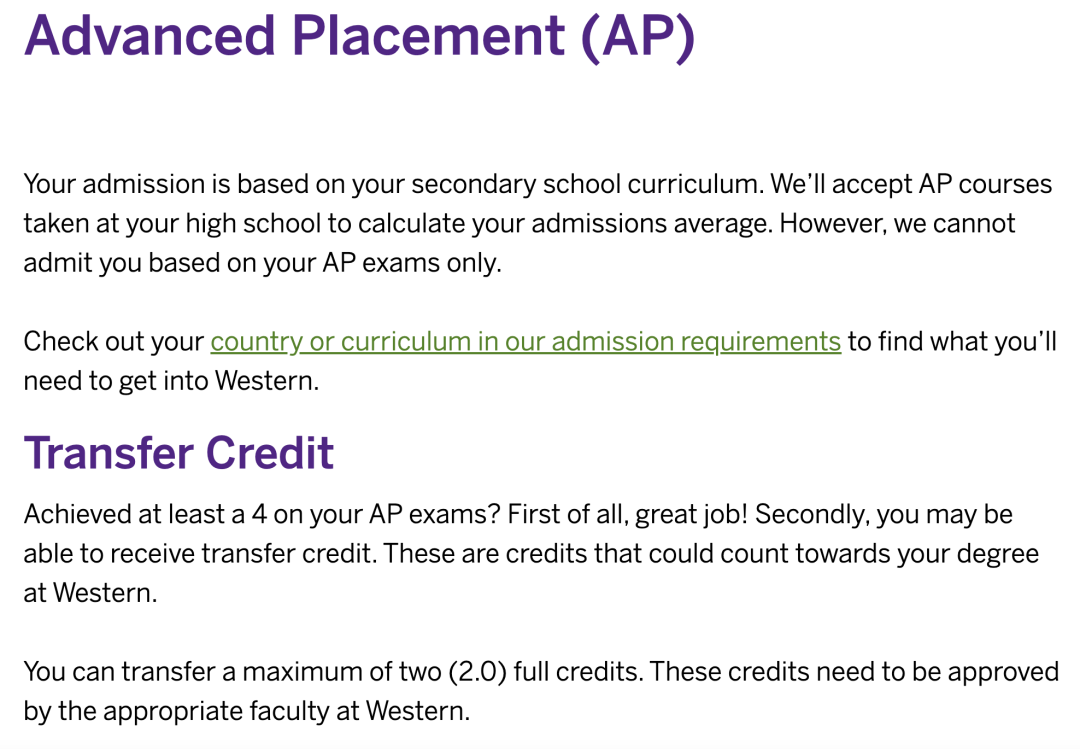 AP成绩加拿大大学申请优势&换学分政策