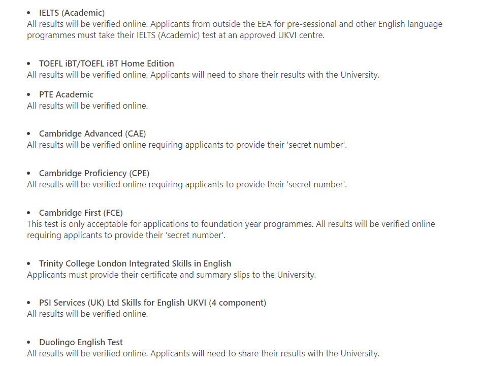 盘点QS前百英国大学接受的英语考试类型及最低分数要求
