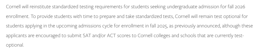 强制提交！康奈尔/哈佛/布朗/耶鲁等多所高校恢复SAT/ACT硬性要求！