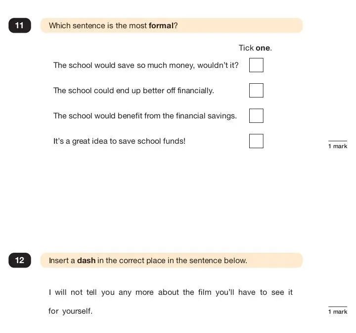 2024年英国小学毕业统考英语语法试卷解析