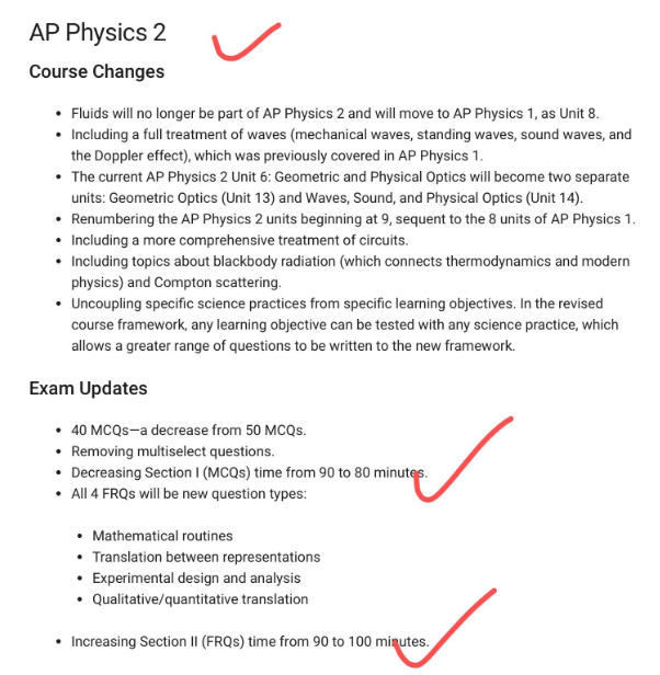 CB更新【AP物理】2024-25年新考纲：考题和时长变化！