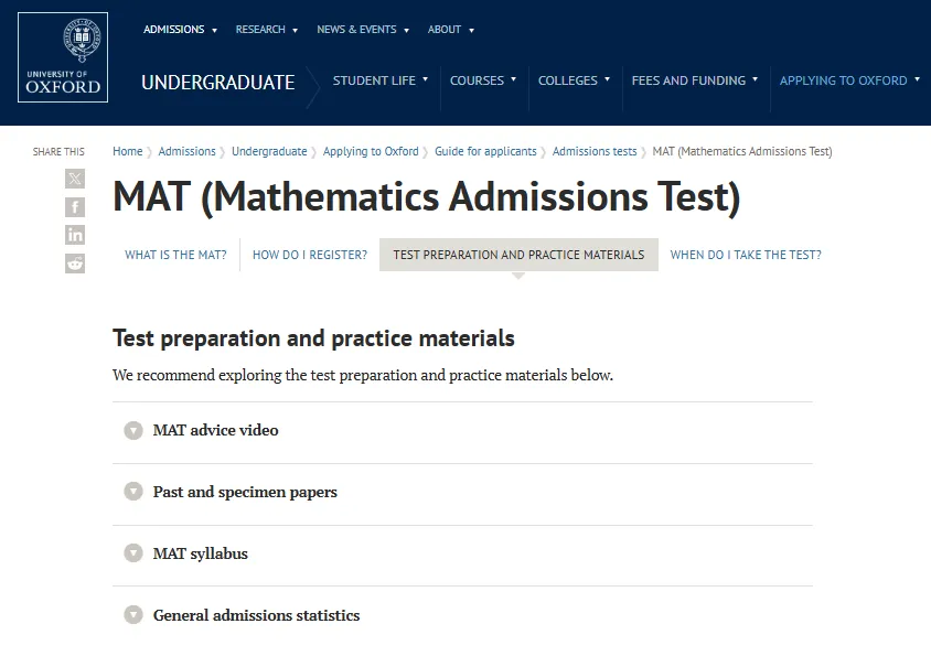 牛津大学宣布MAT/PAT/TSA等笔试细节，笔试注册8月15日正式开始！