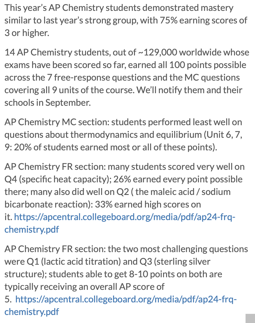 最新官方数据解读：2024 AP成绩揭晓，5分率各分数段都是多少？（7个自然科学科目）