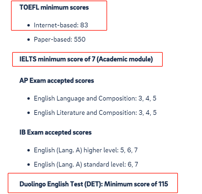 加州理工、康奈尔多邻国最低要求130分，附美国TOP30综合性大学语言类考试政策！