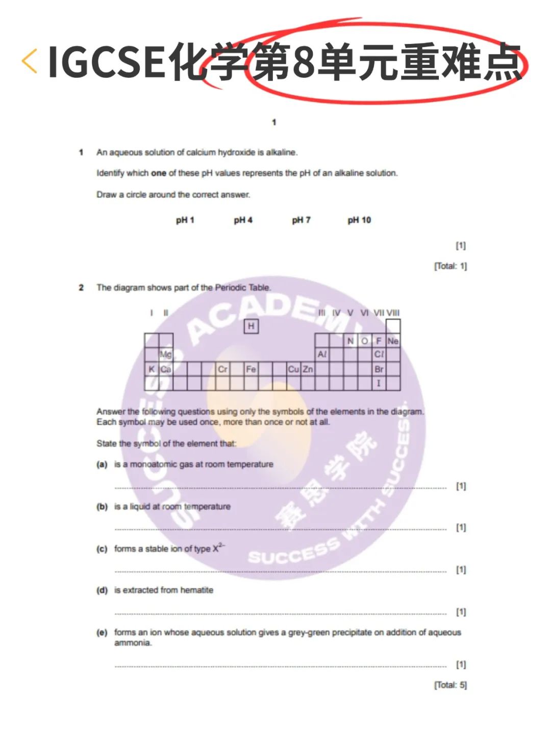 打破信息差！IGCSE化学新纲单元「重难点」总结！