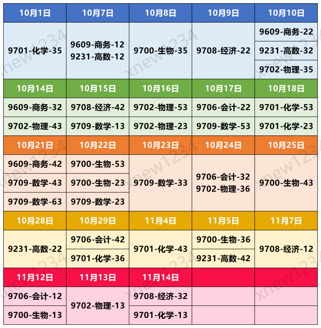 2024年A-Level秋季大考考试时间最全整理！